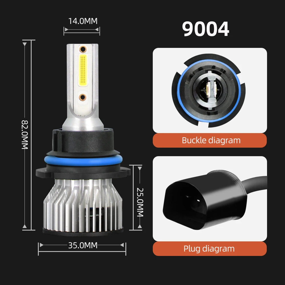 Faróis de LED Vmstrore10 com 30000LM, luz branca 6000K, para carros, com lâmpadas H4, H7, H11, HB3, HB4, 12V, alta potência