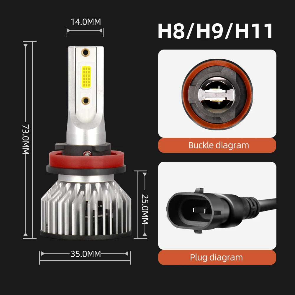 Lâmpadas de farol de LED Vmstore10 com 30000LM, luz branca 6000K para carros, inclui H4, H7, H11, HB3, HB4, 9005, 9006, 9004 e 9007