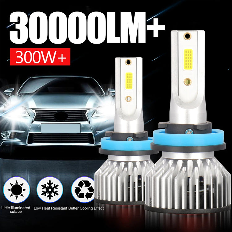Lâmpadas de LED para faróis de carro Vmstore10, H4 H7 HB3 HB4 9006 9005 6000K, luz branca potente para veículos.