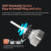 Lâmpadas de farol de LED Vmstore10 com 30000LM, luz branca 6000K, para carros, incluindo H4, H7 e H11, com alto brilho.